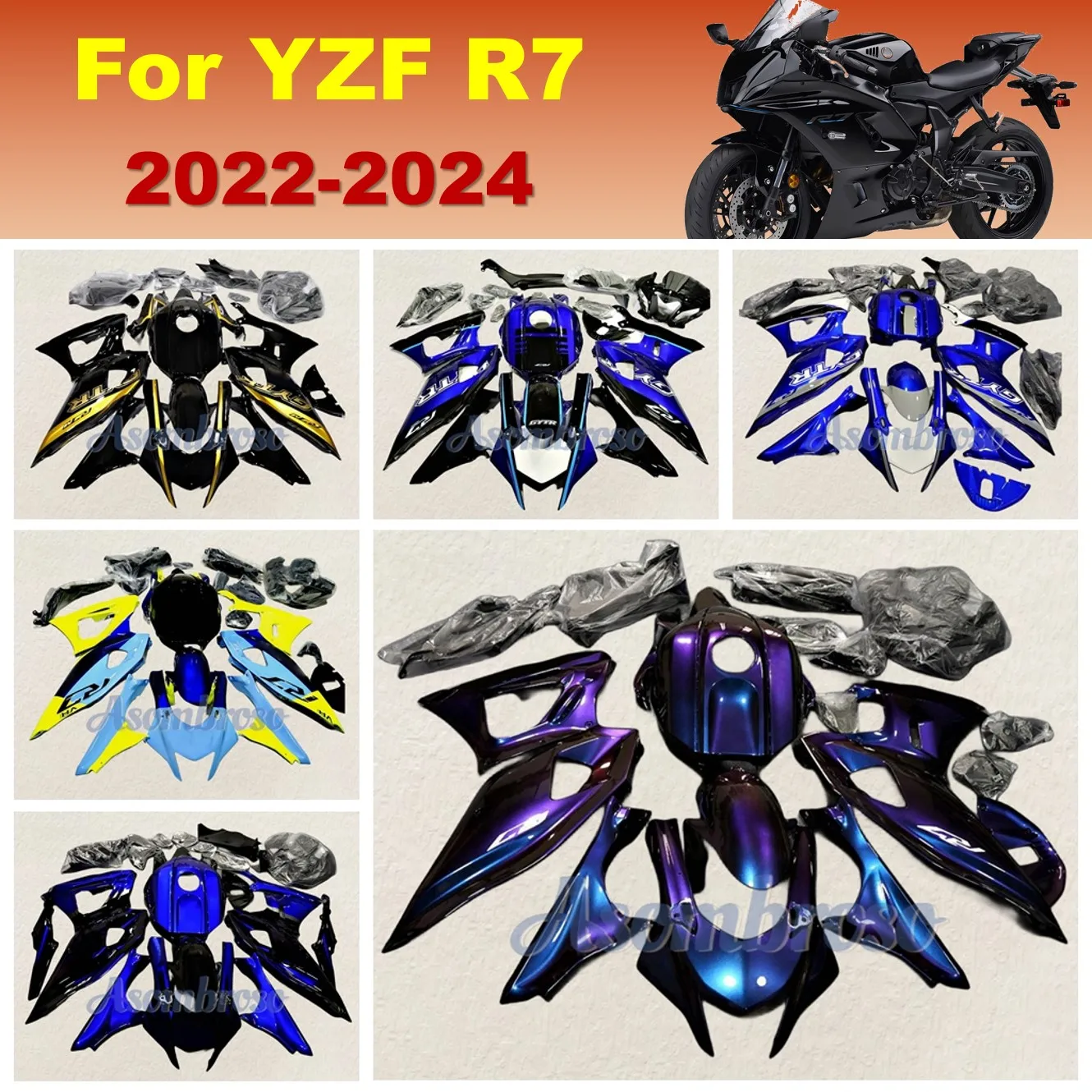 Moto Bike Accessories Fairing Kit For YZFR7 2021 2022 2023 2024 yzf-r7 Cowling yzf r7 chameleon Bodywork set 
Moto Bike Accessories Fairing Kit For YZFR7 2021 2022 2023 2024 yzf-r7 Cowling yzf r7 chameleon Bodywork set