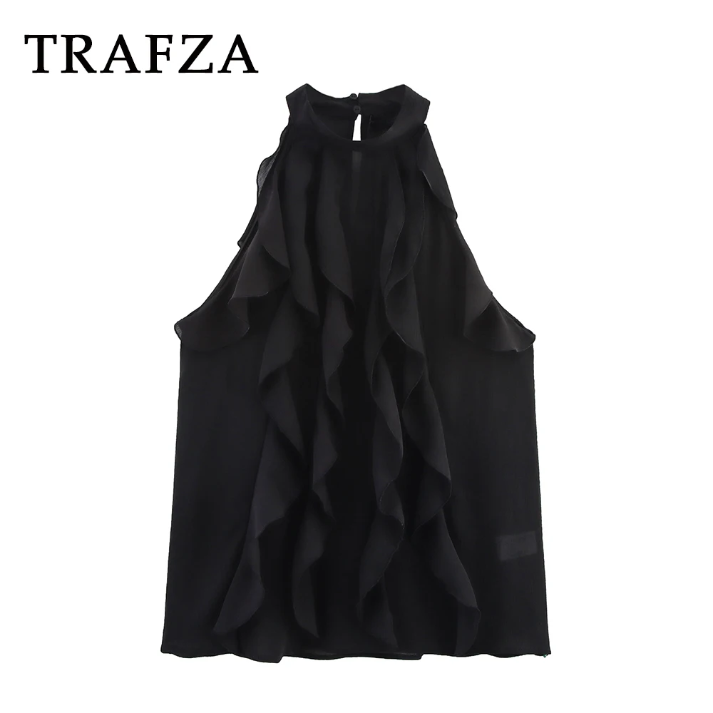 TRAFZA Black Elegant Choker Neck Sexy Sleeveless Top Layered Tassel Fashion 2025 Party Vest Trendy Garment Sleeveless Upperwear
TRAFZA Black Elegant Choker Neck Sexy Sleeveless Top Layered Tassel Fashion 2025 Party Vest Trendy Garment Sleeveless Upperwear