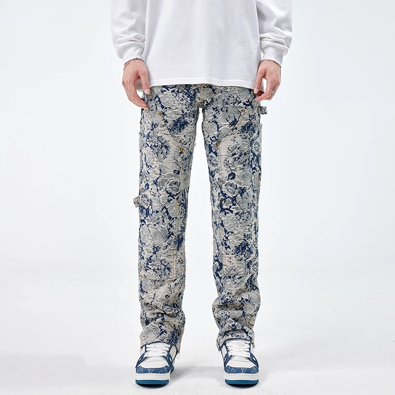 8636 American retro celadon jacquard jeans men tide washed wear niche trousers large size loose casual trousers
8636 American retro celadon jacquard jeans men tide washed wear niche trousers large size loose casual trousers