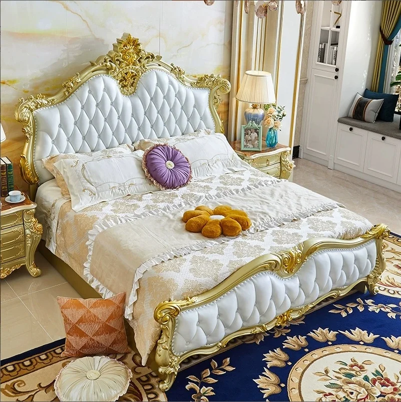 *o #$European Luxury Leather Bedroom Bed Set - Classic Carved Solid Wood Bed, European Antique King Size Bedroom Furniture Set#
*o #$European Luxury Leather Bedroom Bed Set - Classic Carved Solid Wood Bed, European Antique King Size Bedroom Furniture Set#