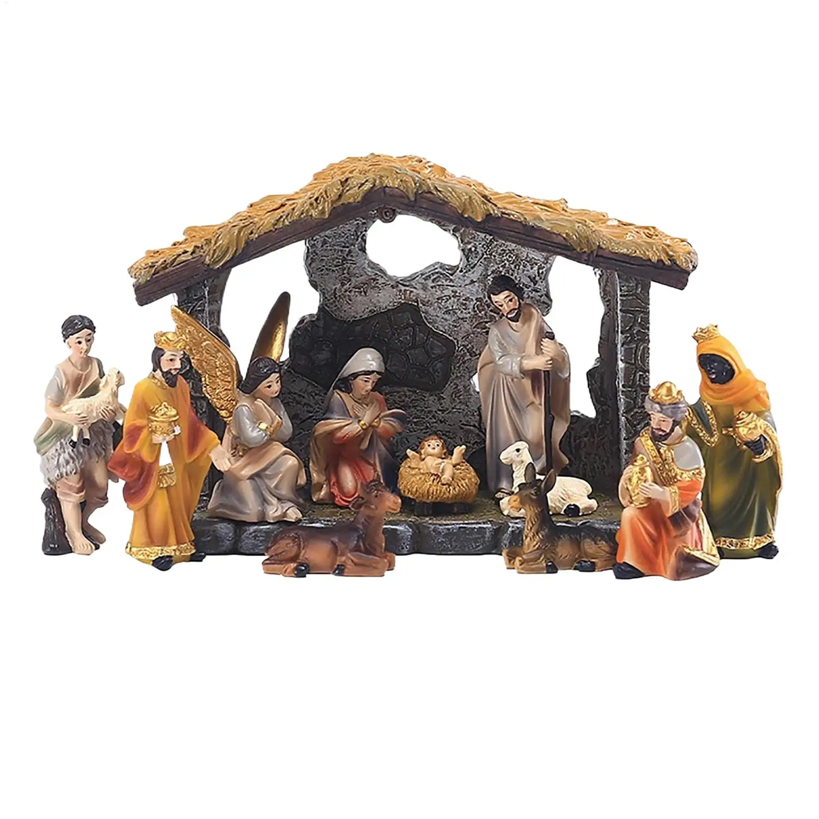Nativity Manger Set 12-pcs Resin Hand-painted Nativity Figurines Christmas Nativity Figurine Collection Holy Family Religious
Nativity Manger Set 12-pcs Resin Hand-painted Nativity Figurines Christmas Nativity Figurine Collection Holy Family Religious