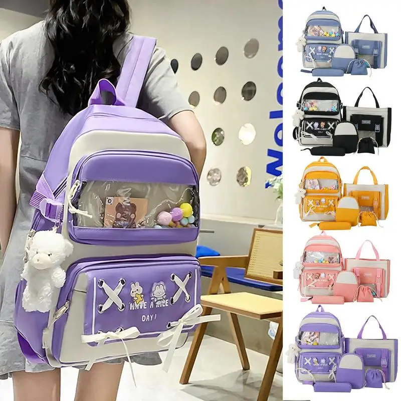 Aesthetic Backpack Set Included Pins And Plush Pendants Aesthetic Waterproof School Bag Set 5 Piece Backpack For School
Aesthetic Backpack Set Included Pins And Plush Pendants Aesthetic Waterproof School Bag Set 5 Piece Backpack For School