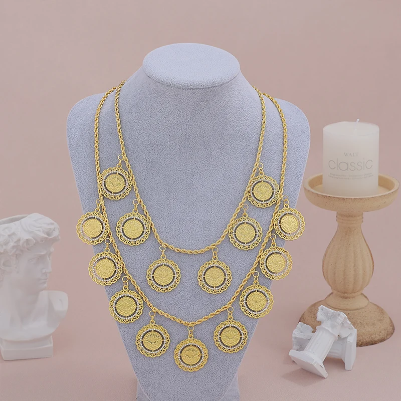 Arabic Coin Jewelry Pendant Necklace Gold Plated Twisted Chain Mulism Islamic Luxury French Wedding Jewelry Gifts
Arabic Coin Jewelry Pendant Necklace Gold Plated Twisted Chain Mulism Islamic Luxury French Wedding Jewelry Gifts