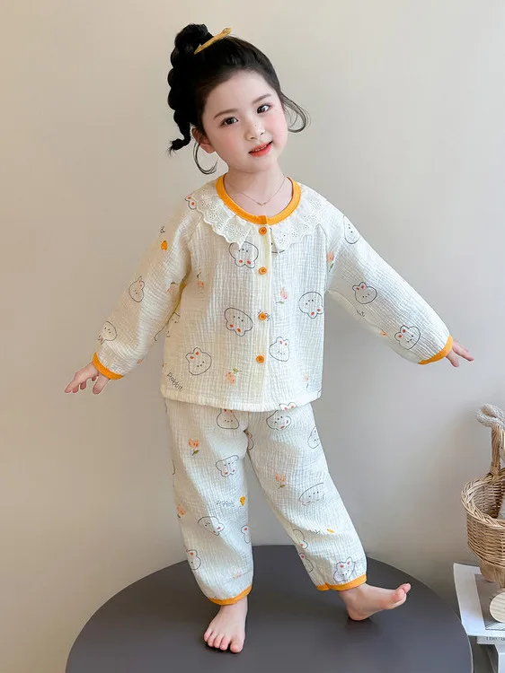 Girls Spring Cotton Pajamas Long Sve Cartoon Home Clothes Set Double Gauze Cardigan Sle Comfortable Breathable Spwear
Girls Spring Cotton Pajamas Long Sve Cartoon Home Clothes Set Double Gauze Cardigan Sle Comfortable Breathable Spwear