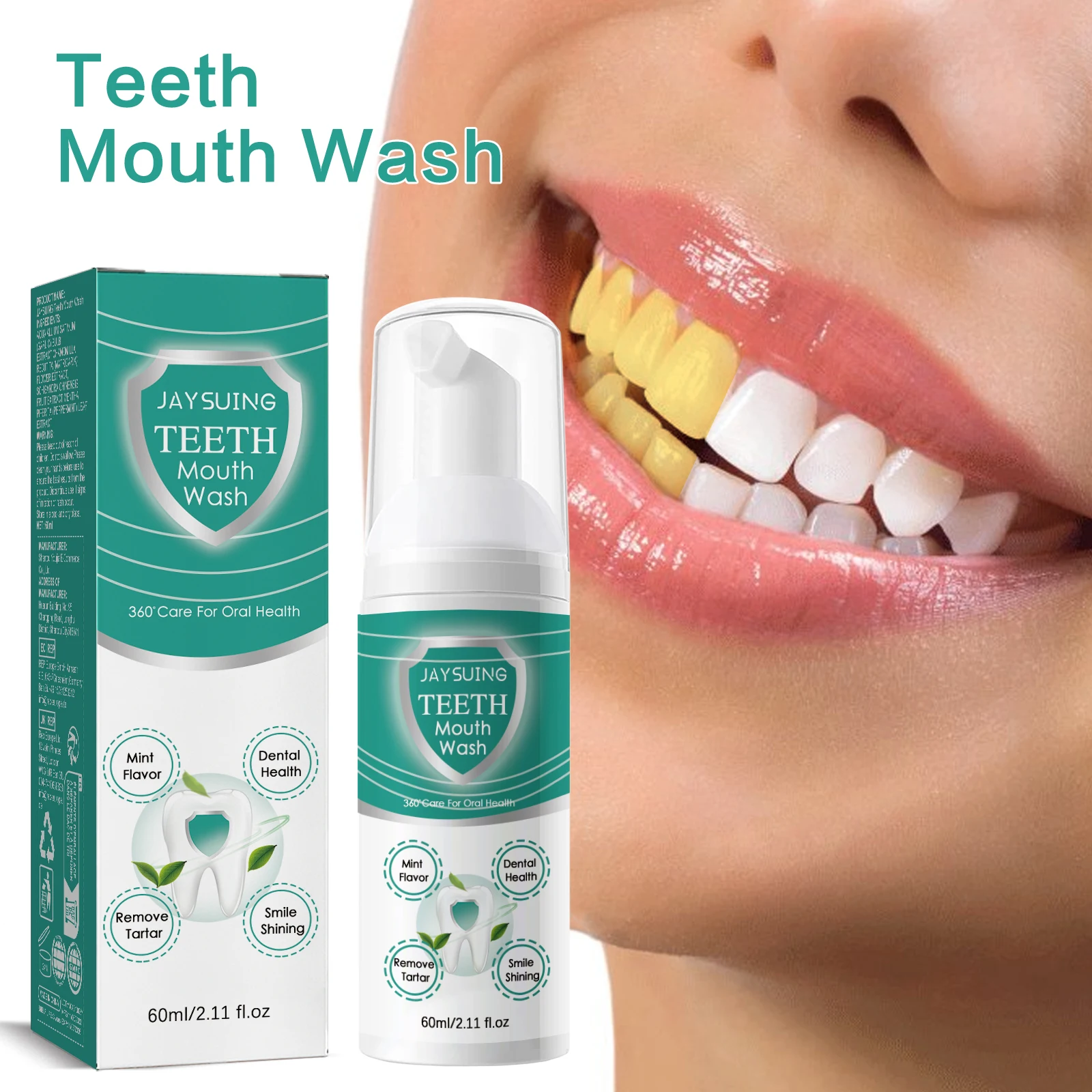 Foam Tooth Whitening Mousse Deep Cleaning Gum Protection Tartar Control Fresh Breath Anti Cavity With Mint and Chamomile 60ml
Foam Tooth Whitening Mousse Deep Cleaning Gum Protection Tartar Control Fresh Breath Anti Cavity With Mint and Chamomile 60ml