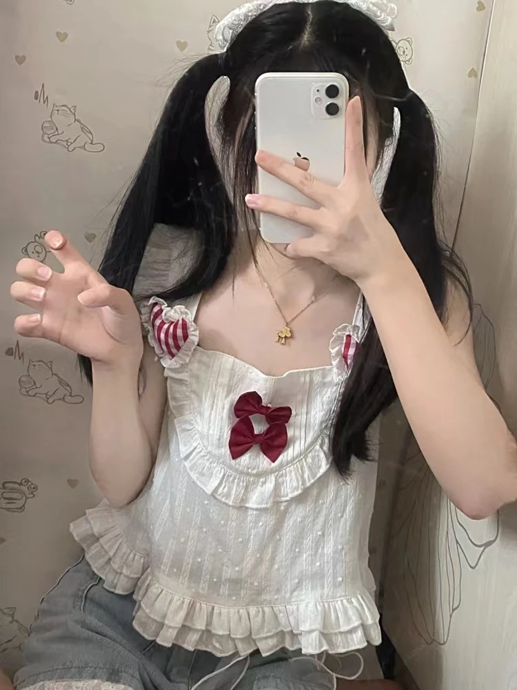 ADAgirl Kawaii White Crop Top Sweet Girl Big Bow Japanese Crop Tank for Women Summer Casual Lolita Camisole Cutecore Clothes New
ADAgirl Kawaii White Crop Top Sweet Girl Big Bow Japanese Crop Tank for Women Summer Casual Lolita Camisole Cutecore Clothes New