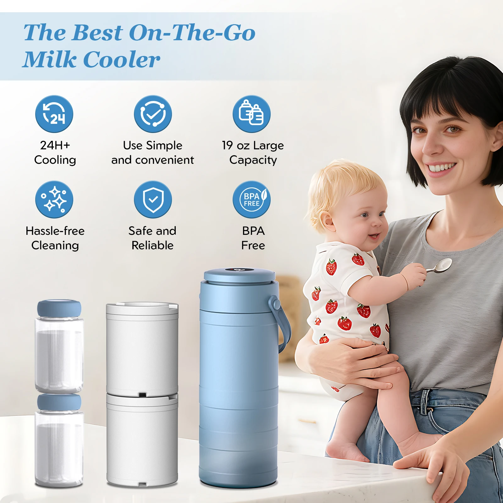 Portable Breast Milk Cooler, Outdoor Use, 360° Cooling, 24-Hour Freshness, 22oz Capacity, Includes 2 BPA-Free Storage Bottles
Portable Breast Milk Cooler, Outdoor Use, 360° Cooling, 24-Hour Freshness, 22oz Capacity, Includes 2 BPA-Free Storage Bottles