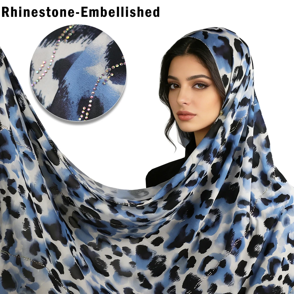 Luxury Black Gold Leopard Print Chiffon Hijab with Side Rhinestones - Women's Soft & Flowy Arabian Veil, Elegant Banquet Style
Luxury Black Gold Leopard Print Chiffon Hijab with Side Rhinestones - Women's Soft & Flowy Arabian Veil, Elegant Banquet Style