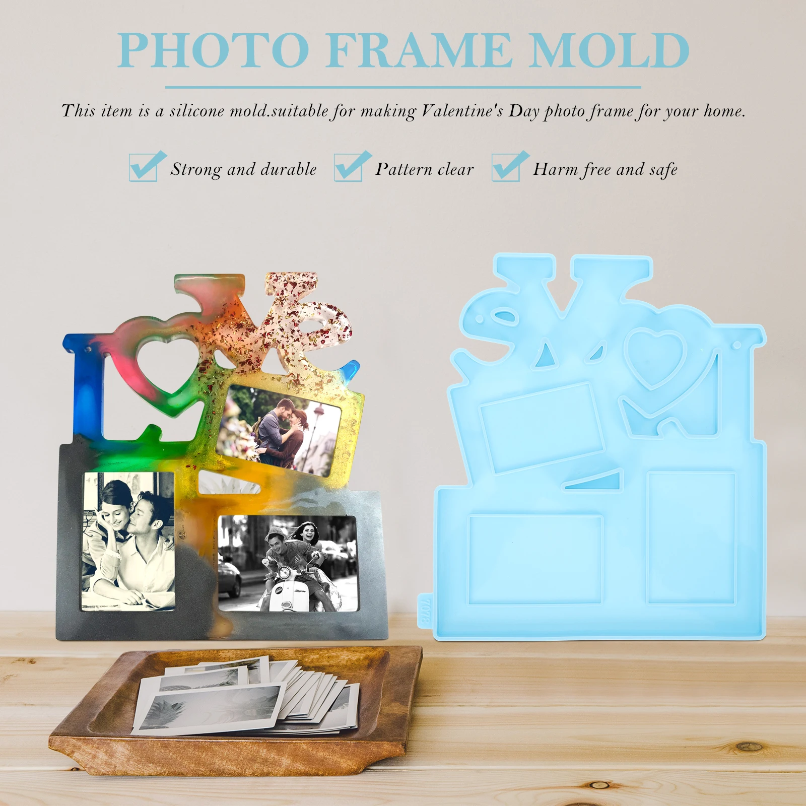 Love Photo Frame Mold Valentine's Day Themed Diy Casting Molds Resin Epoxy for Silicone
Love Photo Frame Mold Valentine's Day Themed Diy Casting Molds Resin Epoxy for Silicone