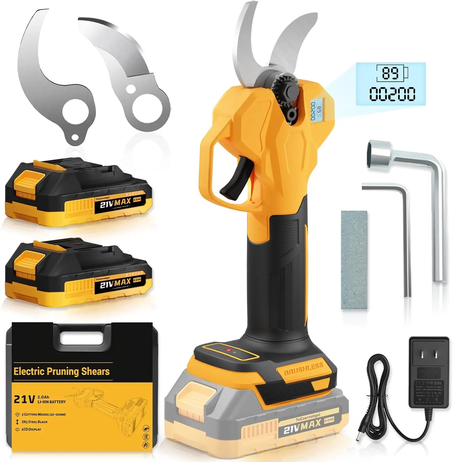 Cordless Electric Pruning Shears with 2 Inch Cut, LCD Display, Brushless Motor & Dual Batteries for Tree and Garden
Cordless Electric Pruning Shears with 2 Inch Cut, LCD Display, Brushless Motor & Dual Batteries for Tree and Garden