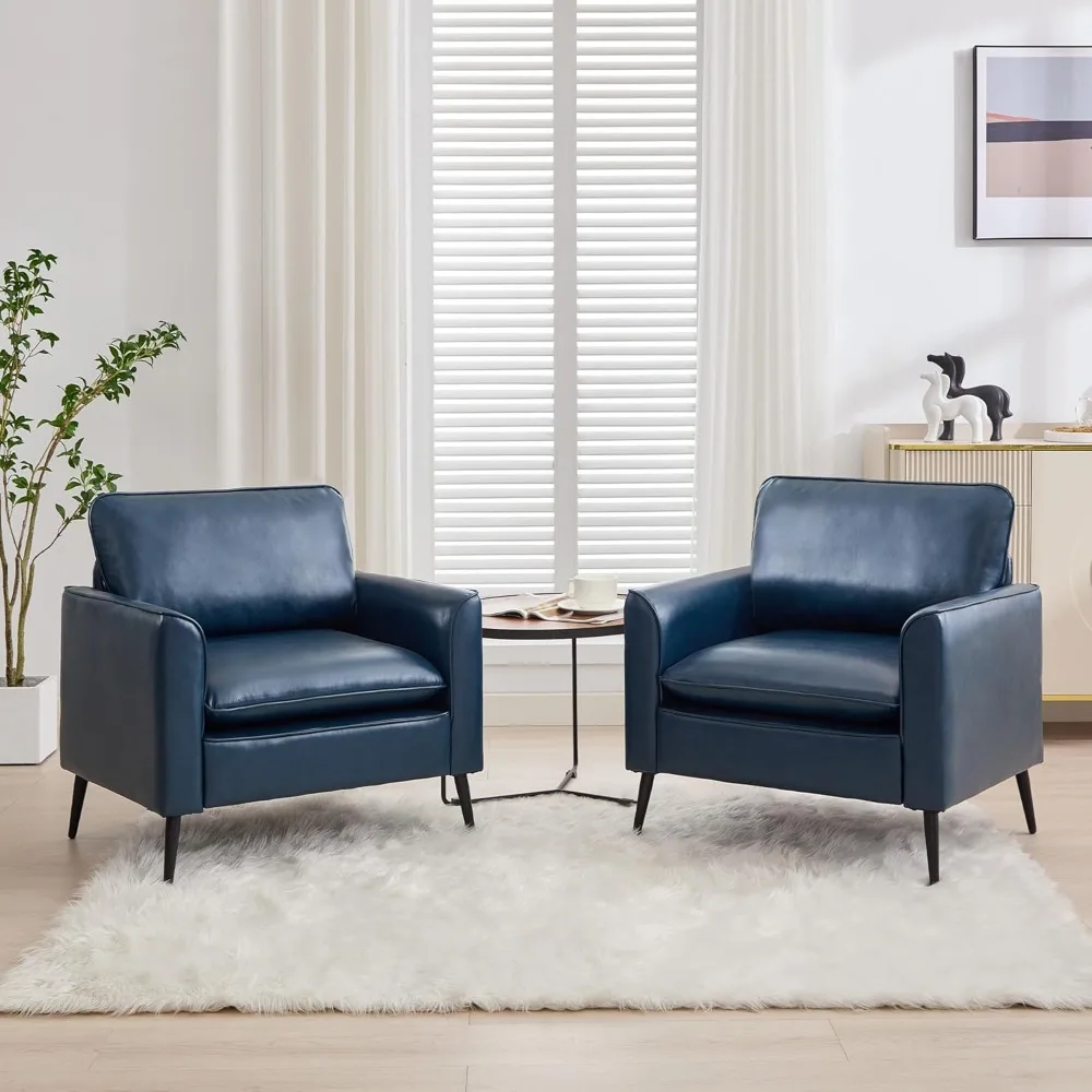 Accent Chairs Set of 2, Faux Leather Chairs, Mid Century Modern Comfy Living Room Chairs, Cozy Office Reading Chair
Accent Chairs Set of 2, Faux Leather Chairs, Mid Century Modern Comfy Living Room Chairs, Cozy Office Reading Chair