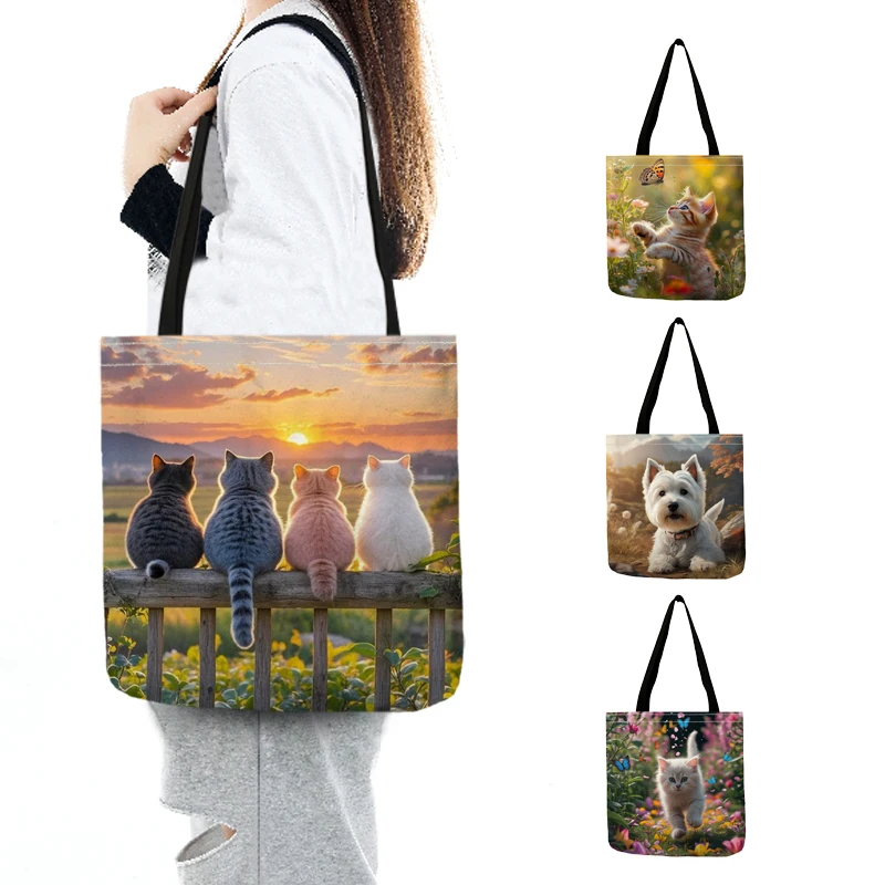 Cute Free Dog Cat Printing Shoulder Bag Fabric Tote Casual Large Shopping Traveling School Bags
Cute Free Dog Cat Printing Shoulder Bag Fabric Tote Casual Large Shopping Traveling School Bags