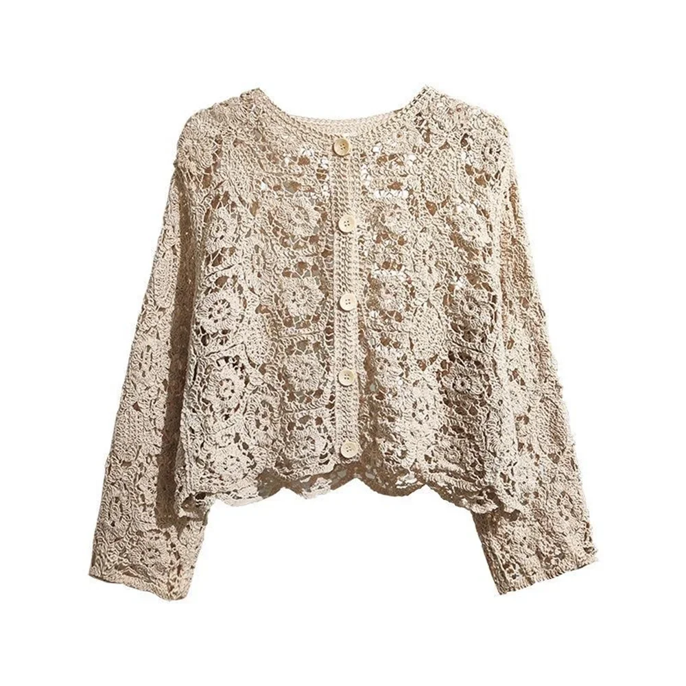 Korean Lace Small Shawl Cotton Cardigan female 2024 spring and summer o neck long sleeve solid casual Hollow Cardigan Female
Korean Lace Small Shawl Cotton Cardigan female 2024 spring and summer o neck long sleeve solid casual Hollow Cardigan Female