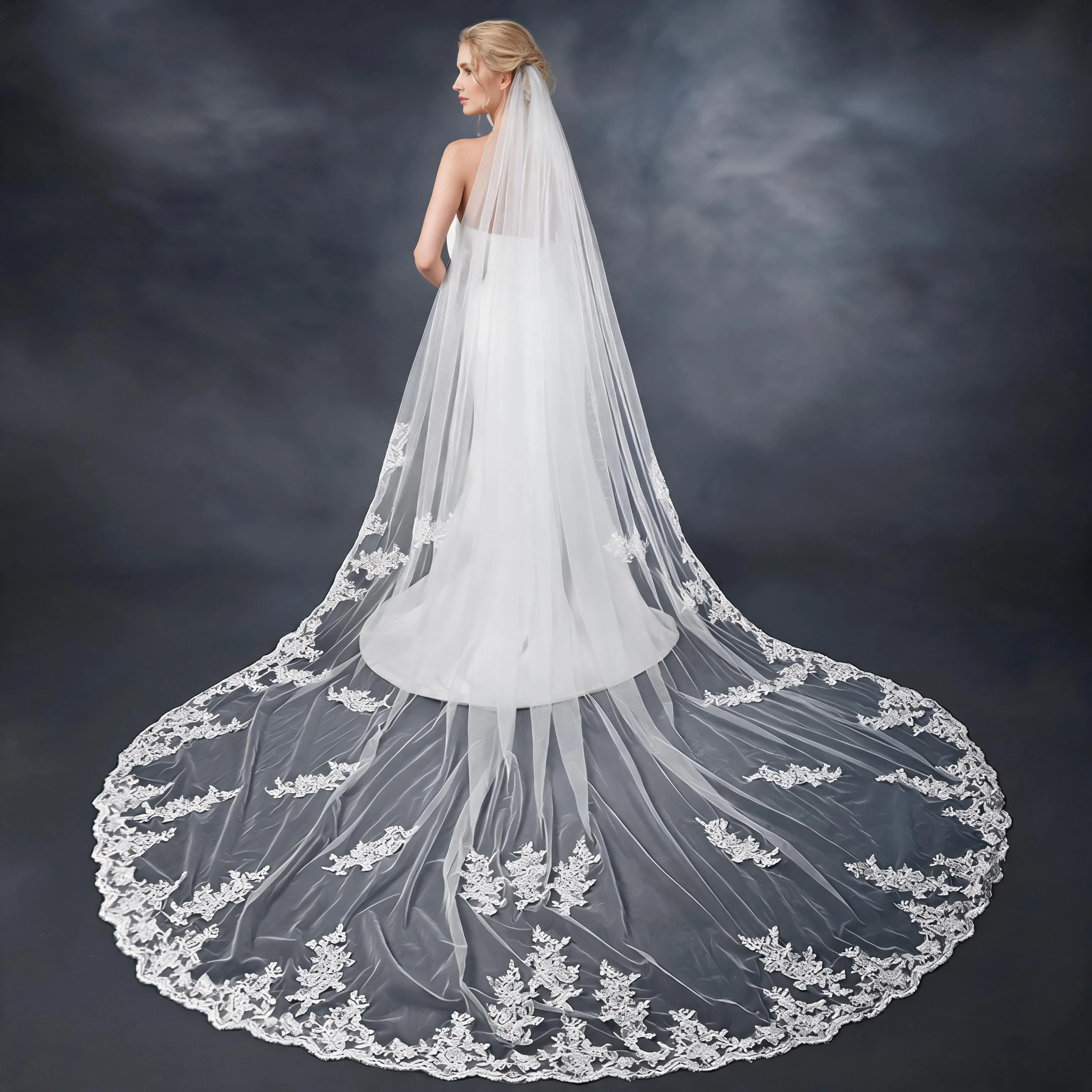 Wedding Veil Long Train Lace Applique Scalloped Edge Sheer Tulle 1Tier Bridal Headpiece Ivory Elegant Classic for Wedding G67
Wedding Veil Long Train Lace Applique Scalloped Edge Sheer Tulle 1Tier Bridal Headpiece Ivory Elegant Classic for Wedding G67