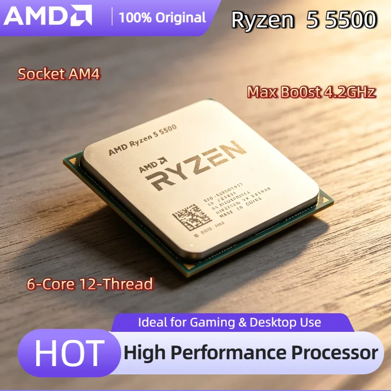 Original AMD R5 5500 CPU 6 Core 12 Thread 65W 7nm 4.2GHz Zen 3 Processor DDR4 Gaming Socket AM4 CPU Tray Without Fan
Original AMD R5 5500 CPU 6 Core 12 Thread 65W 7nm 4.2GHz Zen 3 Processor DDR4 Gaming Socket AM4 CPU Tray Without Fan