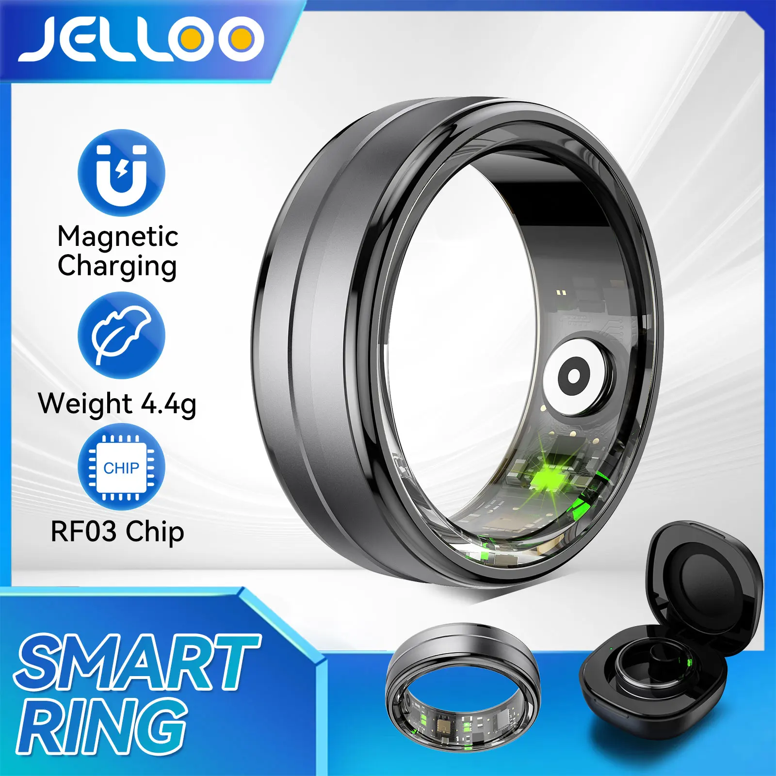 JELLOO Smart Ring for Men Women Tracker Heart Rate Blood Oxygen Sleep Monitor 5ATM Waterproof Compatible with iOS Android Ring
JELLOO Smart Ring for Men Women Tracker Heart Rate Blood Oxygen Sleep Monitor 5ATM Waterproof Compatible with iOS Android Ring