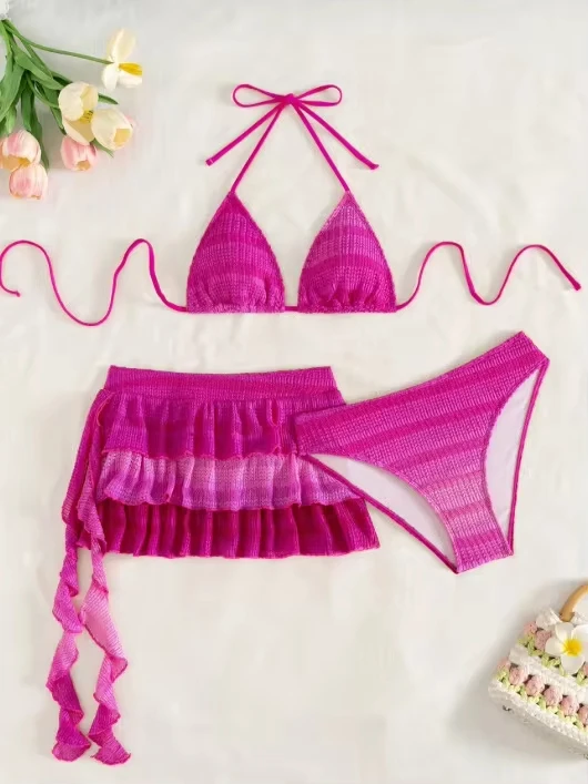 Gradient Hot With Ruffled Skirt Halter Bikini Female Swimsuit Women Swimwear Three-pieces Bikini set Bather Bathing Suit
Gradient Hot With Ruffled Skirt Halter Bikini Female Swimsuit Women Swimwear Three-pieces Bikini set Bather Bathing Suit