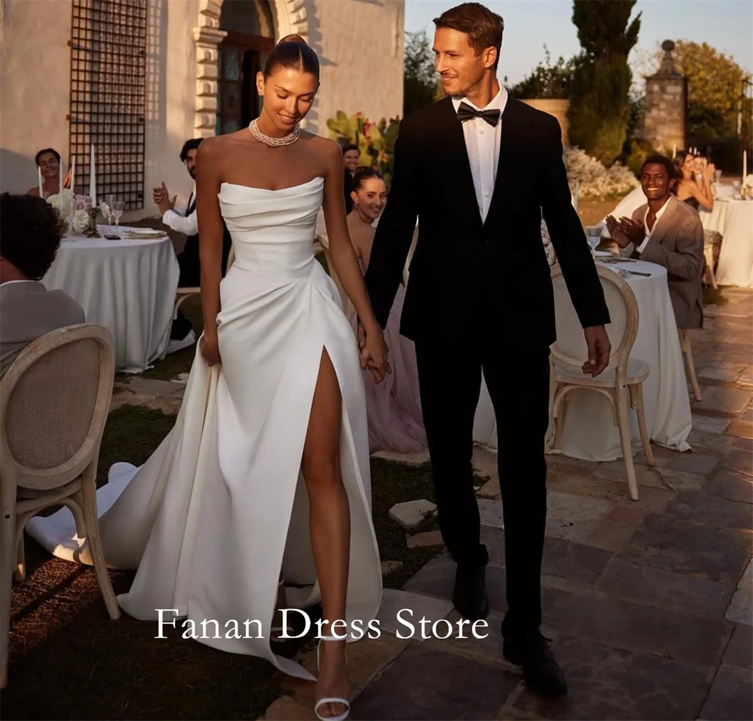 Fanan свадебное платье трапециевидной формы цвета слоновой кости без бретелек, элегантное простое свадебное платье с атласным шлейфом на заказ, Vestidos De Novia
Fanan свадебное платье трапециевидной формы цвета слоновой кости без бретелек, элегантное простое свадебное платье с атласным шлейфом на заказ, Vestidos De Novia