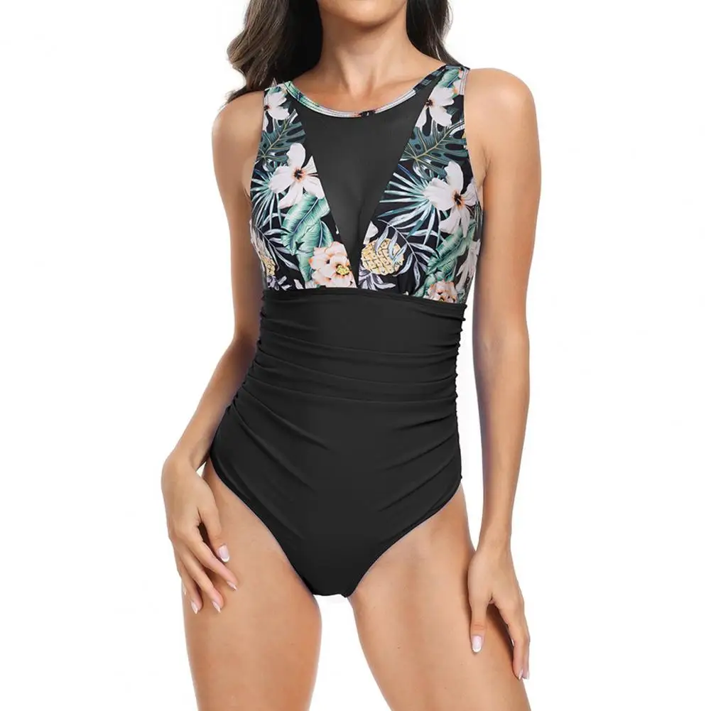 One-piece Swimsuit Pleated Monokini Floral Print Mesh Patchwork Monokini for Women High Waist Backless Beachwear
One-piece Swimsuit Pleated Monokini Floral Print Mesh Patchwork Monokini for Women High Waist Backless Beachwear