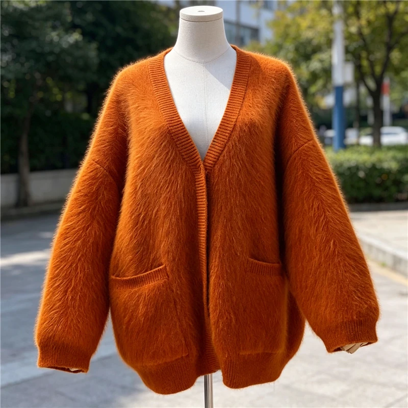 Women Mujer Autumn Winter Thick Warm Hairy Mink Cashmere Knitted V-Neck Long Sleeves Loose Caridgans Angora Sweater Jacket Coat
Women Mujer Autumn Winter Thick Warm Hairy Mink Cashmere Knitted V-Neck Long Sleeves Loose Caridgans Angora Sweater Jacket Coat