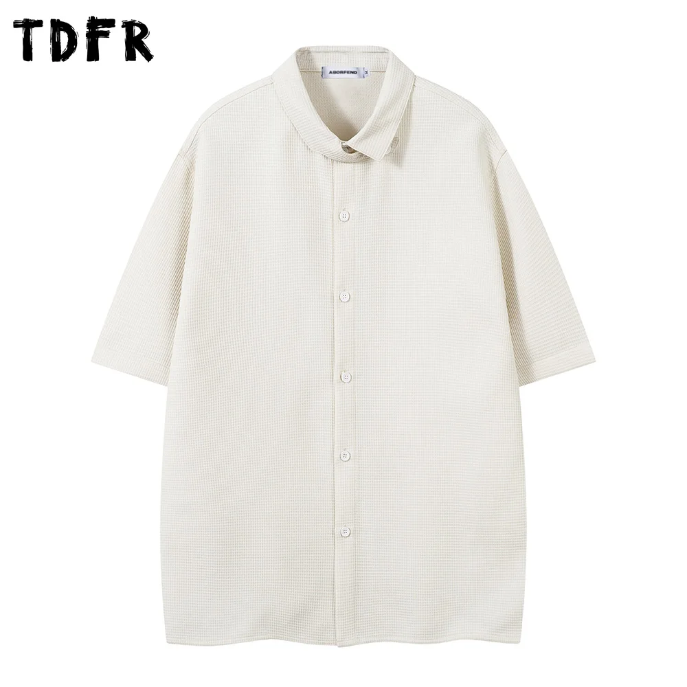 Solid Color Waffle Texture Short Sleeve Shirts Mens Retro Streetwear Summer Casual Single Breasted Lapel Half-Sleeve Shirts Men
Solid Color Waffle Texture Short Sleeve Shirts Mens Retro Streetwear Summer Casual Single Breasted Lapel Half-Sleeve Shirts Men