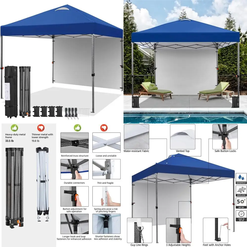 10x10 Instant Canopy Tent with Sidewall, Commercial Grade 150D Silver Coated Fabric, Outdoor Pop-Up Tent with Wheeled Bag for Ev
10x10 Instant Canopy Tent with Sidewall, Commercial Grade 150D Silver Coated Fabric, Outdoor Pop-Up Tent with Wheeled Bag for Ev