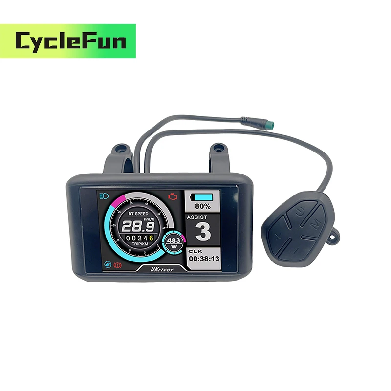 UKC1 TFT Display APT Protocol Speedometer 48V-72V For Sabvoton SVMC-APT Version Controller Electric Scooter Motorcycle Dirt Bike 
UKC1 TFT Display APT Protocol Speedometer 48V-72V For Sabvoton SVMC-APT Version Controller Electric Scooter Motorcycle Dirt Bike