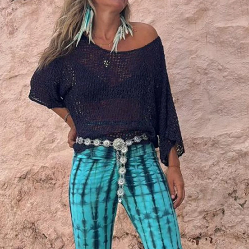 New Hollow Knitted O Neck Sunscreen Shirt Casual Solid Long Sleeve Loose Top Pullover Spring Summer See-through Beachwear Blouse
New Hollow Knitted O Neck Sunscreen Shirt Casual Solid Long Sleeve Loose Top Pullover Spring Summer See-through Beachwear Blouse