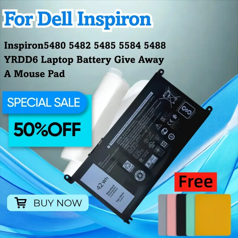 Для Dell Inspiron Inspiron 5480 5482 5485 5584 5488 YRDD6 Аккумулятор для ноутбука Подарите коврик для мыши
Для Dell Inspiron Inspiron 5480 5482 5485 5584 5488 YRDD6 Аккумулятор для ноутбука Подарите коврик для мыши
