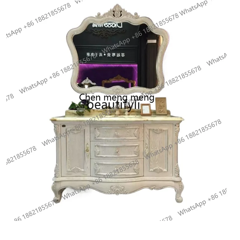 European bathroom cabinet floor-to-ceiling antique bathroom cabinet combination solid wood American marble sink basin wash face
European bathroom cabinet floor-to-ceiling antique bathroom cabinet combination solid wood American marble sink basin wash face