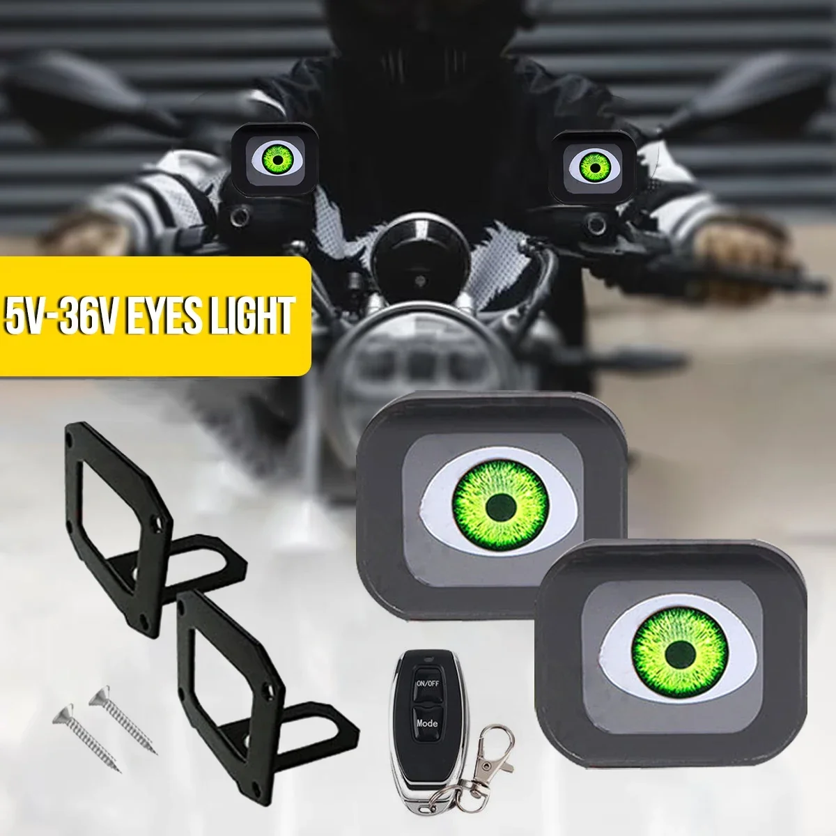Motorcycle Decorative Lights 3D Dynamic Devil Eye LED Light Retrofit Kits Assembly 2in1 Remote Control Eye Pattern DC12-24V
Motorcycle Decorative Lights 3D Dynamic Devil Eye LED Light Retrofit Kits Assembly 2in1 Remote Control Eye Pattern DC12-24V