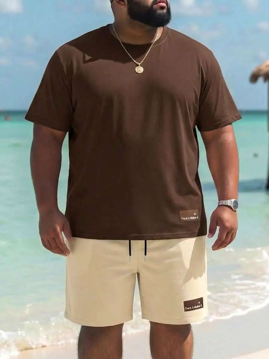 Plus Size Men Solid Color Round Neck Short Sleeve T-Shirt And Shorts 2 Piece Casual Outfit
Plus Size Men Solid Color Round Neck Short Sleeve T-Shirt And Shorts 2 Piece Casual Outfit