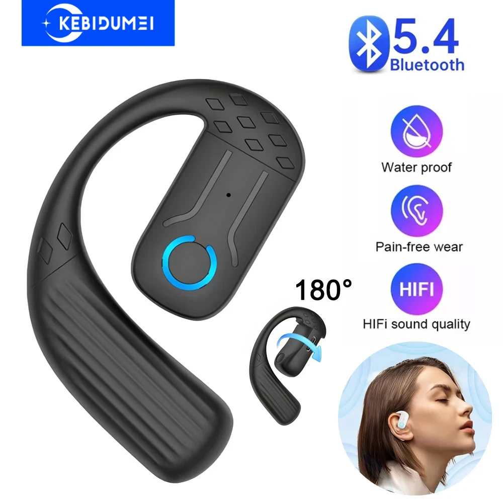 Bluetooth 5.4 Headphone Wireless Headset with Mic 180 Rotation Ear-hook Earphone Sports Touch Control HiFi Stereo Earbud
Bluetooth 5.4 Headphone Wireless Headset with Mic 180 Rotation Ear-hook Earphone Sports Touch Control HiFi Stereo Earbud
