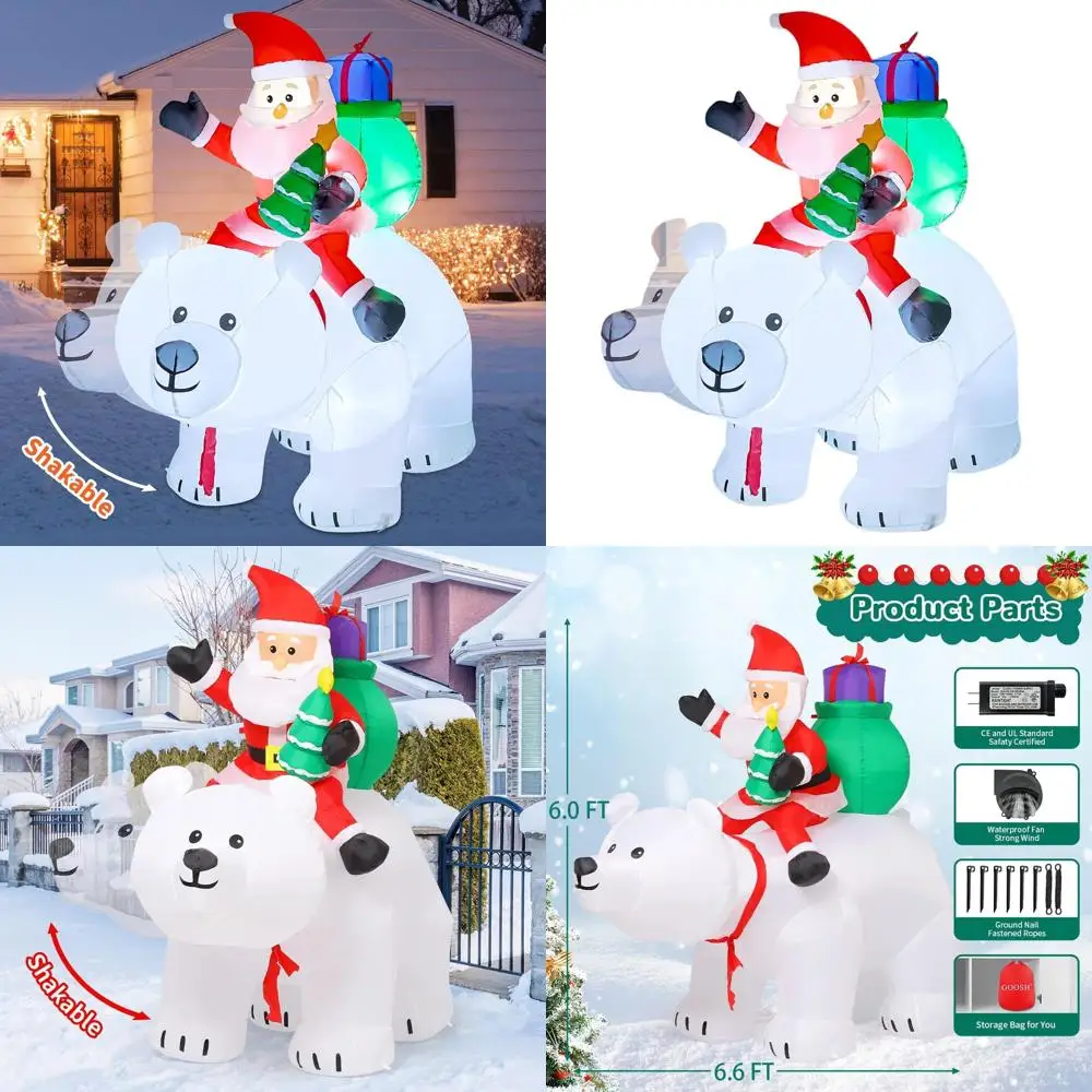 6ft Santa Riding Bear Inflatable with LED Lights for Outdoor Xmas Yard Decor
6ft Santa Riding Bear Inflatable with LED Lights for Outdoor Xmas Yard Decor