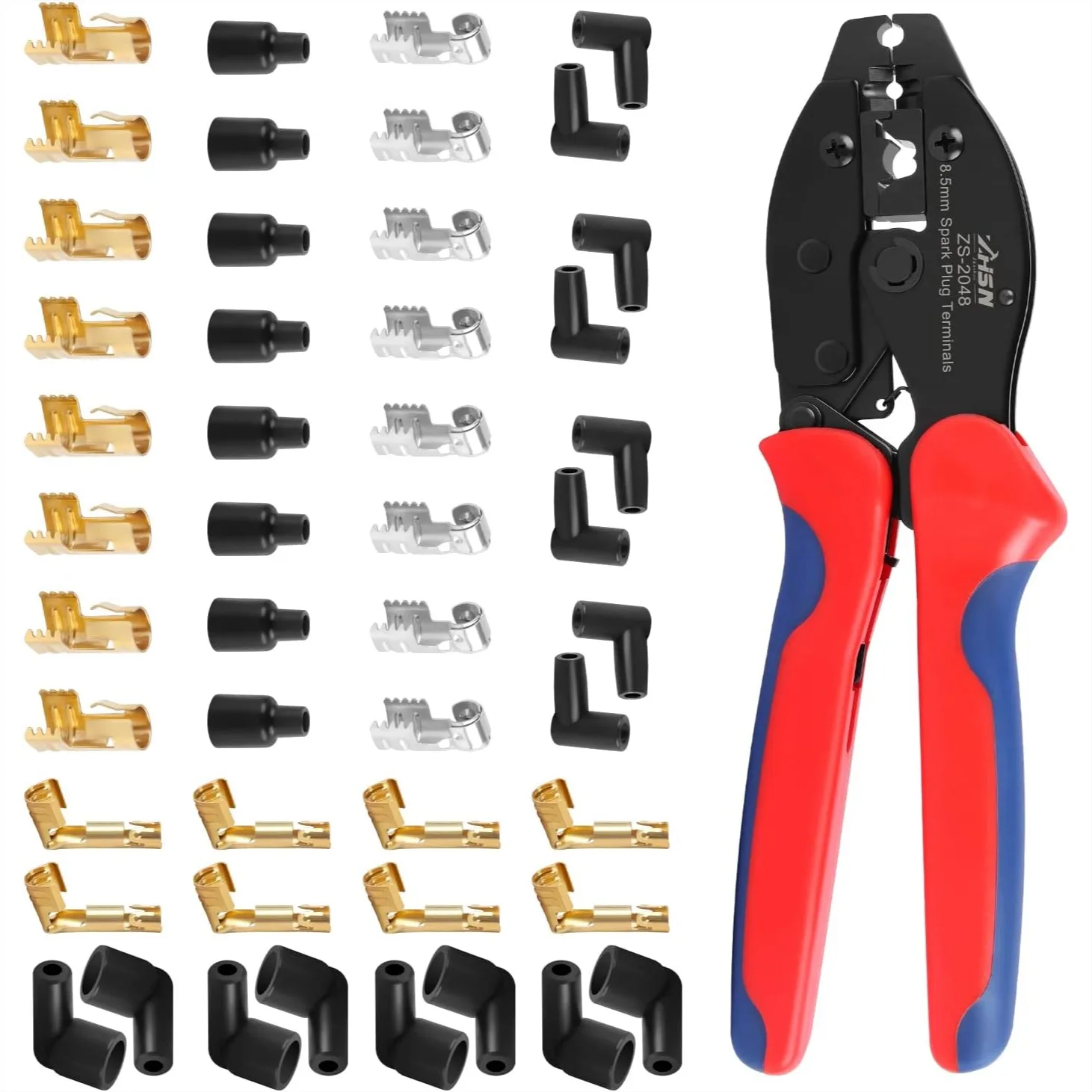 Spark Plug Wire Crimping Tool Kit – 8.5mm Ratchet Crimper with 24PCS Terminals & Boots, Professional Ratchet Crimping Tool for
Spark Plug Wire Crimping Tool Kit – 8.5mm Ratchet Crimper with 24PCS Terminals & Boots, Professional Ratchet Crimping Tool for