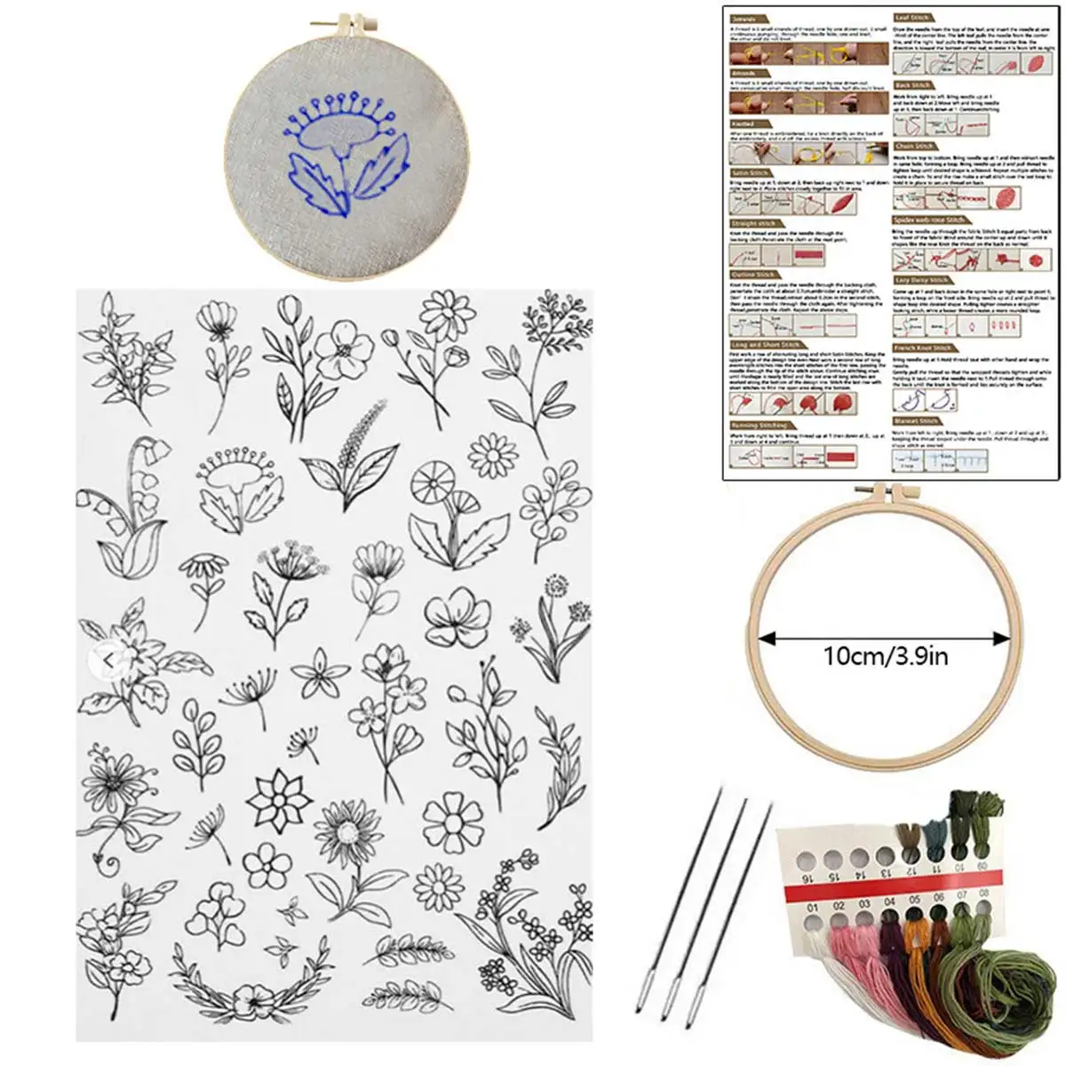 Unfinished Embroidered Kit A4 Size Needlework Sewing Cross Stitch Set Water-soluble Cloth Flowers Pattern for DIY Clothes Bag
Unfinished Embroidered Kit A4 Size Needlework Sewing Cross Stitch Set Water-soluble Cloth Flowers Pattern for DIY Clothes Bag