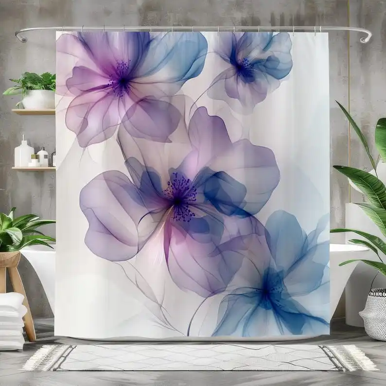 Blue and Purple Flower Shower Curtain, Waterproof Fabric Bath Curtain, Elegant Floral Bathroom Decor, Large Flower Design
Blue and Purple Flower Shower Curtain, Waterproof Fabric Bath Curtain, Elegant Floral Bathroom Decor, Large Flower Design