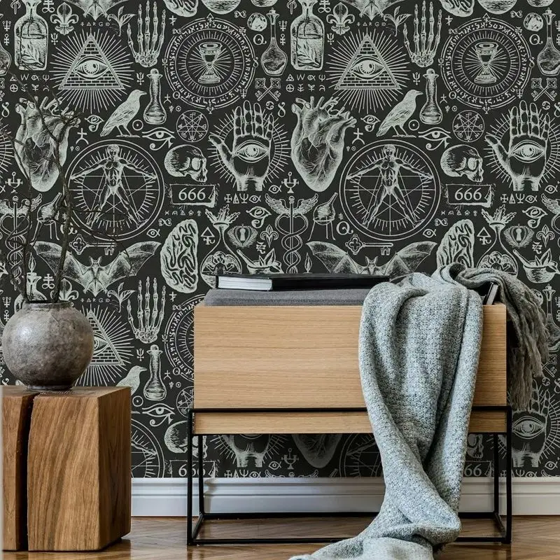 Witchcraft Wallpaper,Dark Black Background Peel and Stick Wallpaper Roll,Mystical Allure,Non-Woven Paper
Witchcraft Wallpaper,Dark Black Background Peel and Stick Wallpaper Roll,Mystical Allure,Non-Woven Paper
