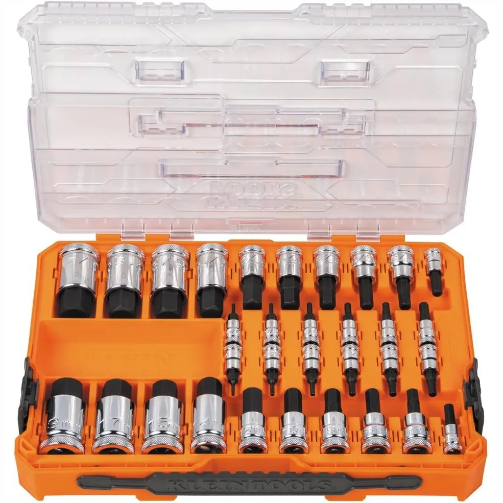 Hex Bit Socket Set, 1/4, 3/8, 1/2-Inch Drives, Knurled, SAE and Metric (5/64 to 3/4 inch & 2-19mm), 32-Piece with MODbox Case
Hex Bit Socket Set, 1/4, 3/8, 1/2-Inch Drives, Knurled, SAE and Metric (5/64 to 3/4 inch & 2-19mm), 32-Piece with MODbox Case