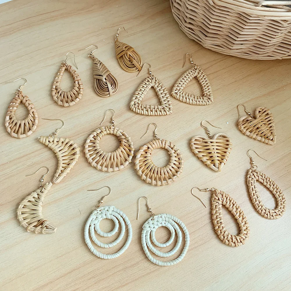 Handmade Wicker Earrings Heart Circle Geometric Boho Beach Statement Jewelry Woven
Handmade Wicker Earrings Heart Circle Geometric Boho Beach Statement Jewelry Woven