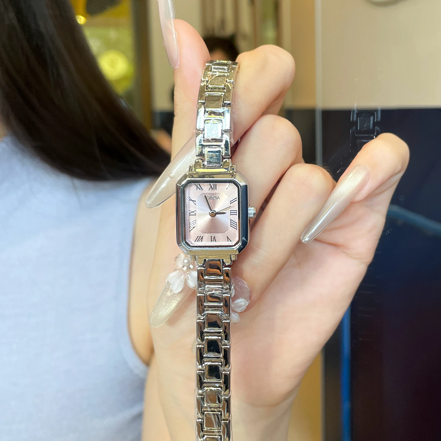 CILOA Womens Silver Small Square Watch Pink Sunburst Roman Dial Thin Stainless Steel Link Band Minimal Casual Quartz Wristwatch
CILOA Womens Silver Small Square Watch Pink Sunburst Roman Dial Thin Stainless Steel Link Band Minimal Casual Quartz Wristwatch