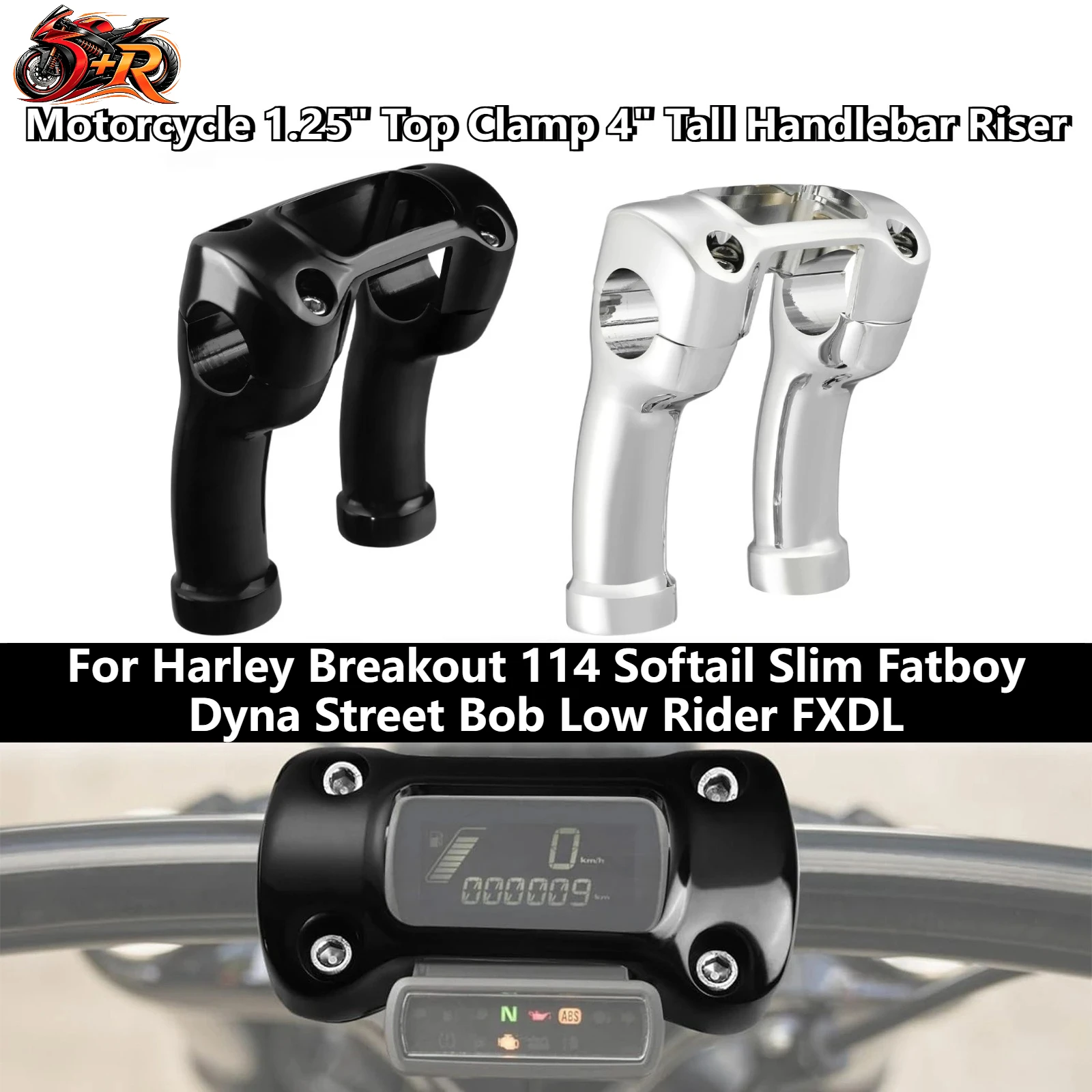 For Harley Breakout 114 Softail Slim Fatboy Dyna Street Bob Low Rider FXDL Motorcycle Chrome 4" Handlebar Riser 1.25" Bar
For Harley Breakout 114 Softail Slim Fatboy Dyna Street Bob Low Rider FXDL Motorcycle Chrome 4" Handlebar Riser 1.25" Bar