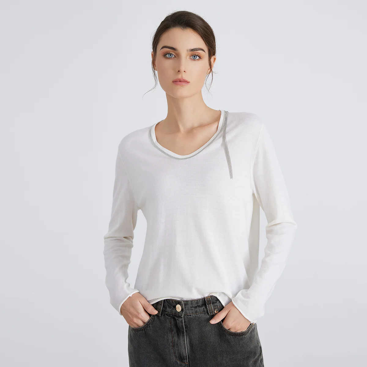 BC850 High-quality luxury brand women's Clothing pure wool pullover knitted sweater 100% Merino wool
BC850 High-quality luxury brand women's Clothing pure wool pullover knitted sweater 100% Merino wool