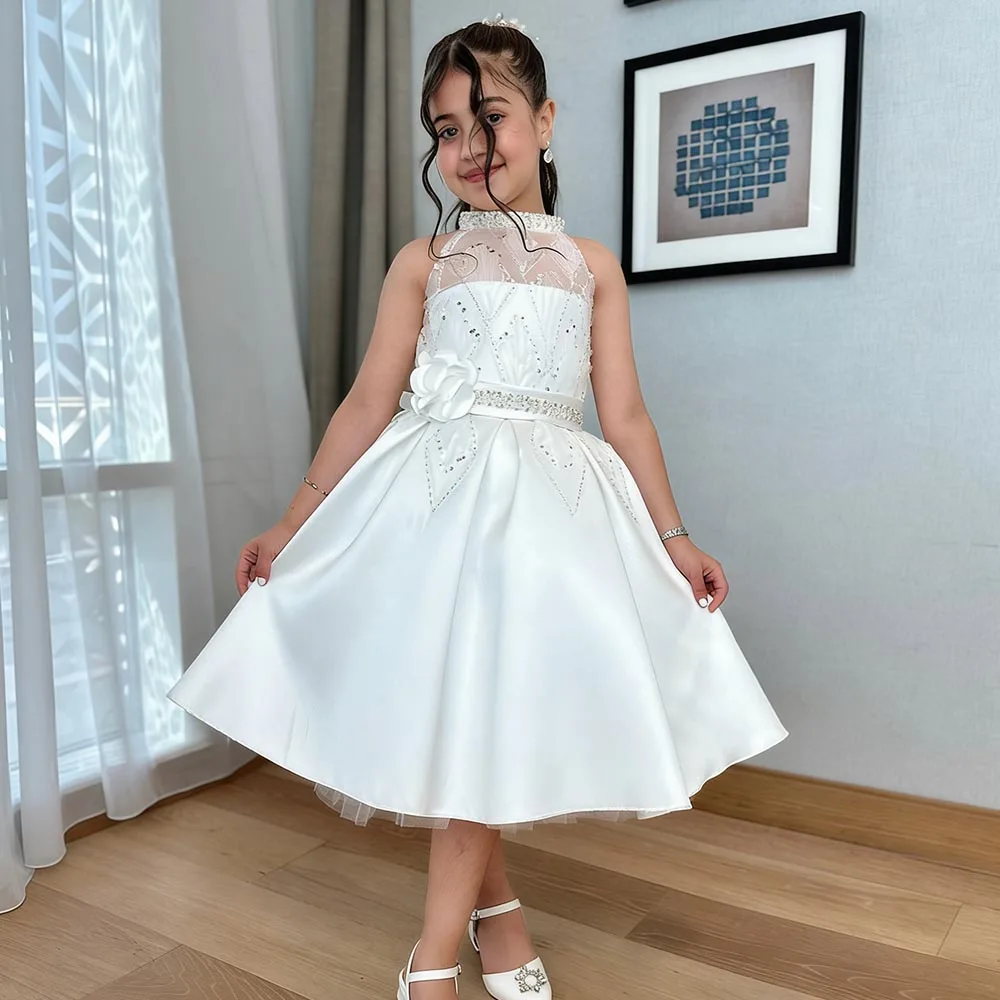 Satin Flower Girl Dresses Ivory Dress For Girls Elegant Short Birthday Dress A-line Beads Girl Princess Dress Cute Kids' Dresses
Satin Flower Girl Dresses Ivory Dress For Girls Elegant Short Birthday Dress A-line Beads Girl Princess Dress Cute Kids' Dresses