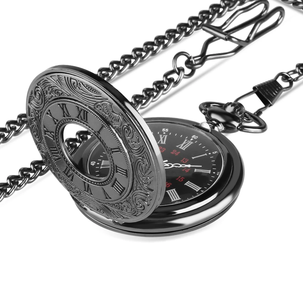 Vintage Black Roman Numerals Dial Quartz Pocket Watch Gift for Men Women Retro Fashion Pendant Pocket Clock
Vintage Black Roman Numerals Dial Quartz Pocket Watch Gift for Men Women Retro Fashion Pendant Pocket Clock