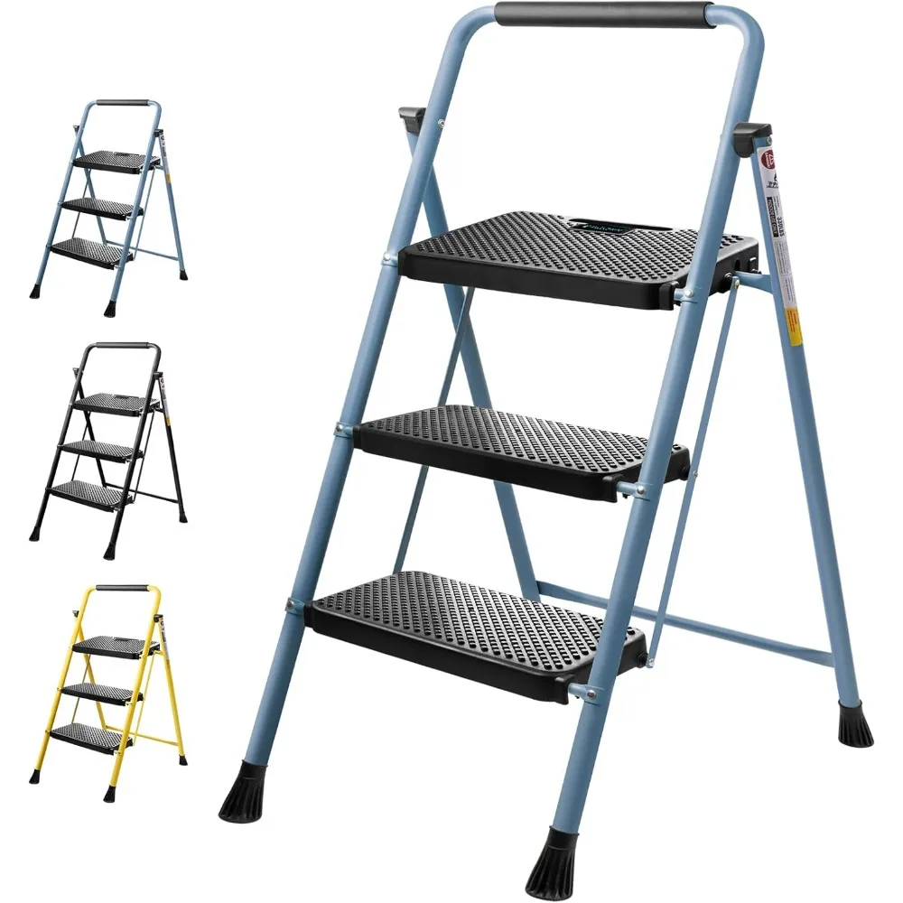 3 Step Ladder, Heavy Duty Foldable Step Stool, Portable Steel Folding Stool for Household Garage Storage (Blue)
3 Step Ladder, Heavy Duty Foldable Step Stool, Portable Steel Folding Stool for Household Garage Storage (Blue)