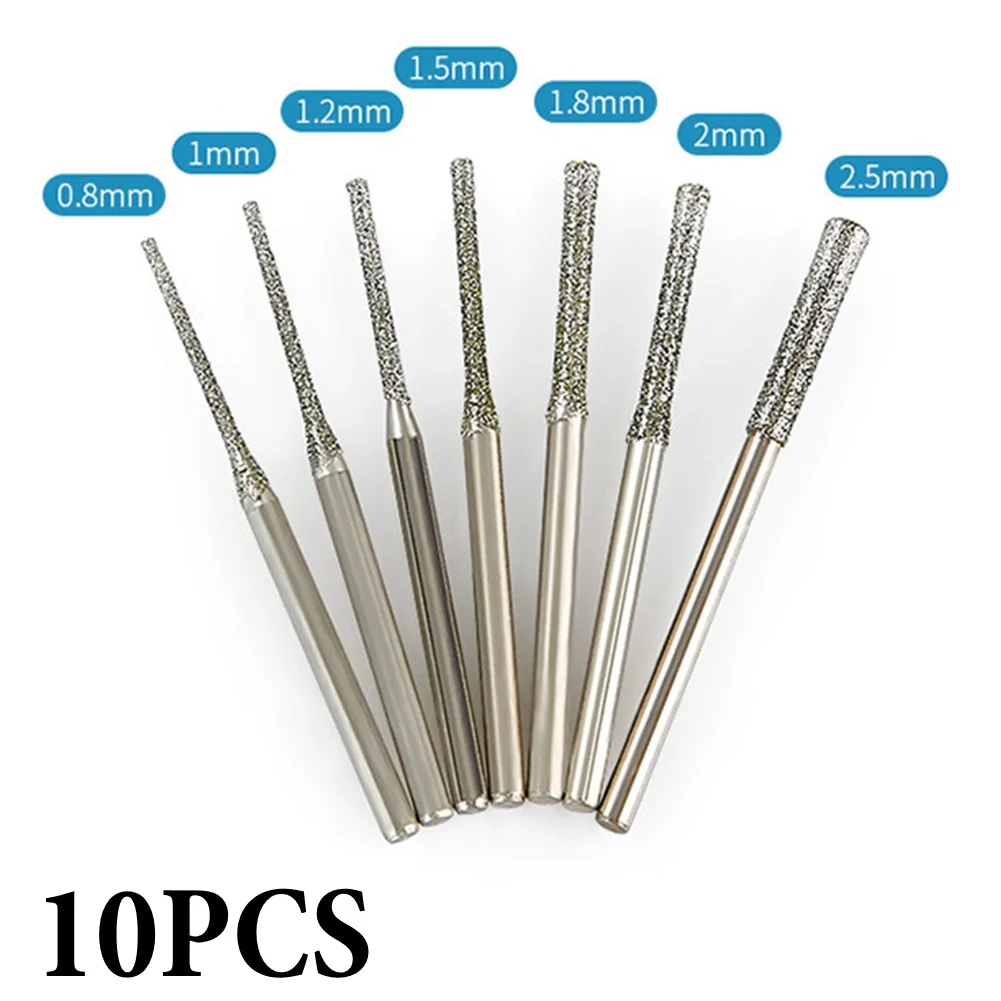 10PCS 0.8-2.5mm Drill Bit 2.35mm Shank For Glass Jade Amber Glass Hole Drilling Jewelry Glass Diamond Drill Bit
10PCS 0.8-2.5mm Drill Bit 2.35mm Shank For Glass Jade Amber Glass Hole Drilling Jewelry Glass Diamond Drill Bit