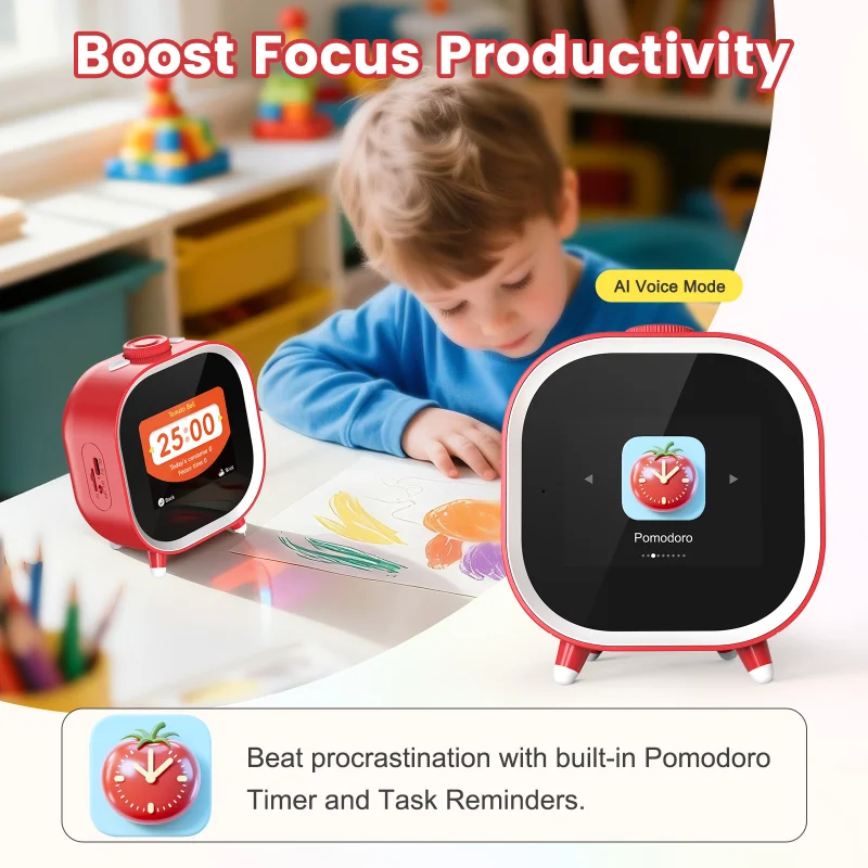 Kids Learning Assistant AI Voice Assistant Alarm Clock for Smart Weather Screen Display with Daily Timer MP3 Player For TF Card