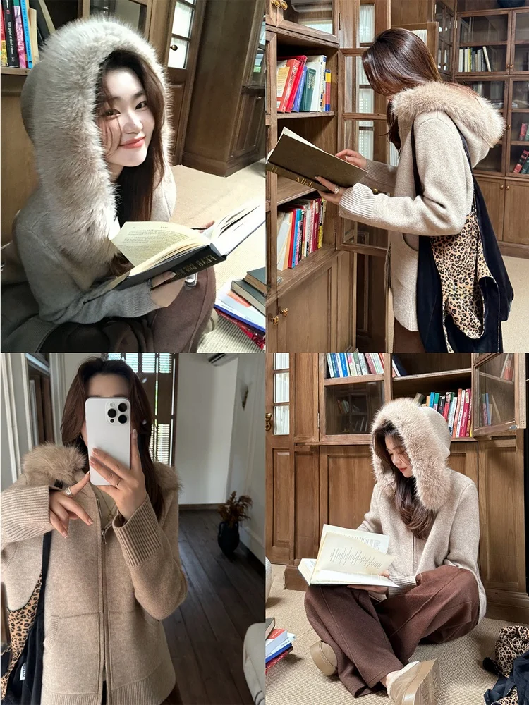 Женский вязаный кардиган большого размера с меховым воротником, свободного кроя, теплый, повседневный, зимний, от Da Wan Jiang
Женский вязаный кардиган большого размера с меховым воротником, свободного кроя, теплый, повседневный, зимний, от Da Wan Jiang