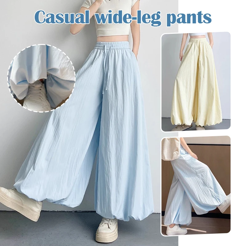 Korean Creative Baggy Pants Culottes Solid Wide Leg Pants Woman Spring Summer Elastic High Waist Trousers Comfort Preppy Style
Korean Creative Baggy Pants Culottes Solid Wide Leg Pants Woman Spring Summer Elastic High Waist Trousers Comfort Preppy Style